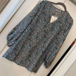 Brand new with tags blue and red flowered blouse